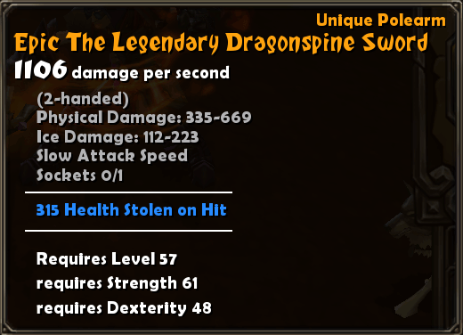 Epic the Legendary Dragonspine Sword